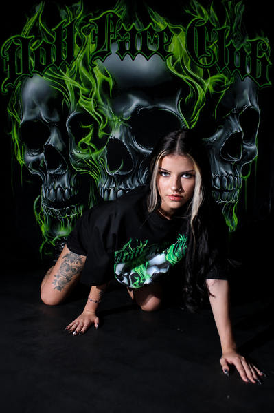 3 Face Neon Green Tee