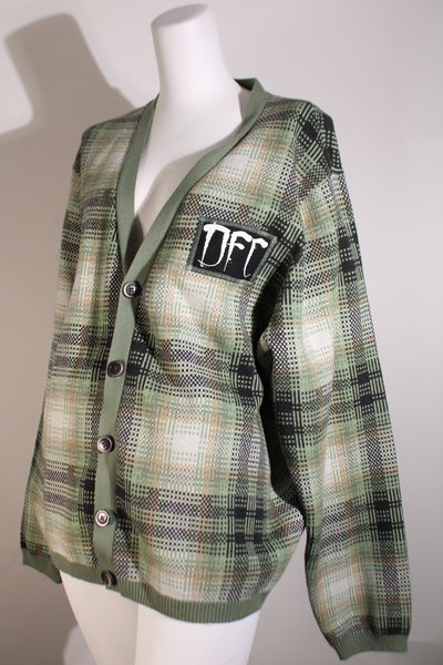 Green Plaid Cardigan