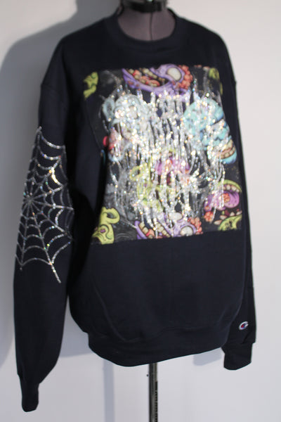 Rhinestone Crew Navy