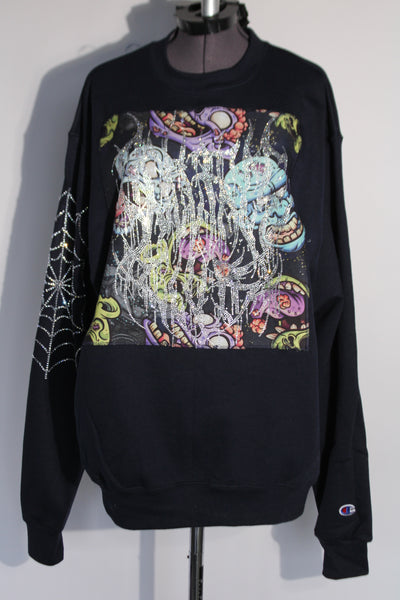 Rhinestone Crew Navy