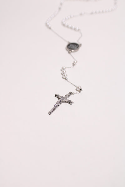 Silver & Pearl Rosary