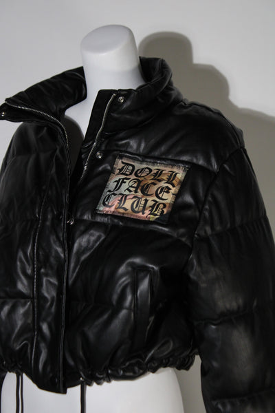 Faux Leather Bomber