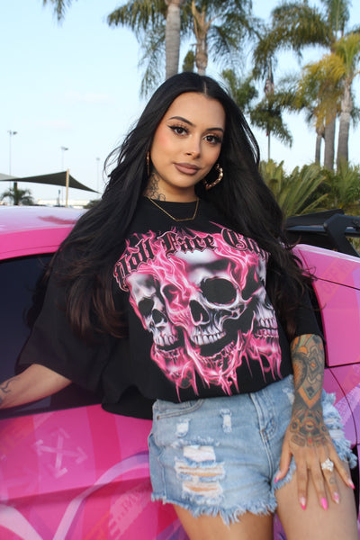 3 Face Neon Pink Tee