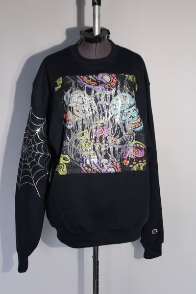 Rhinestone Crew Navy