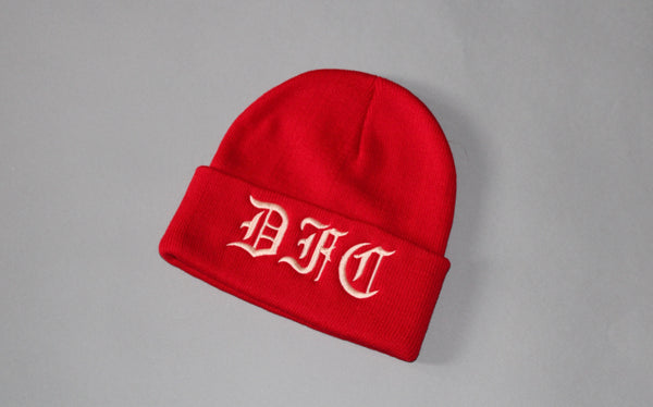 Rose Gold on Red Beanie