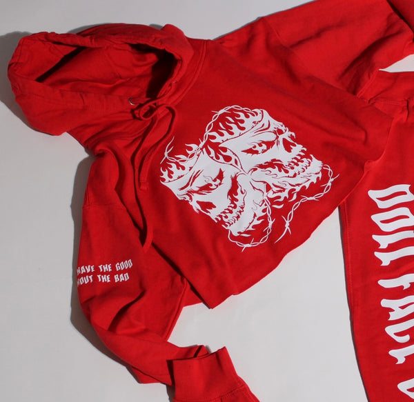 Just the Crop Hoodie Red/White