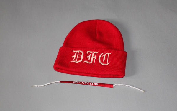 Rose Gold on Red Beanie