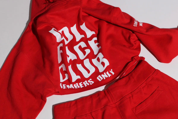 Just the Crop Hoodie Red/White